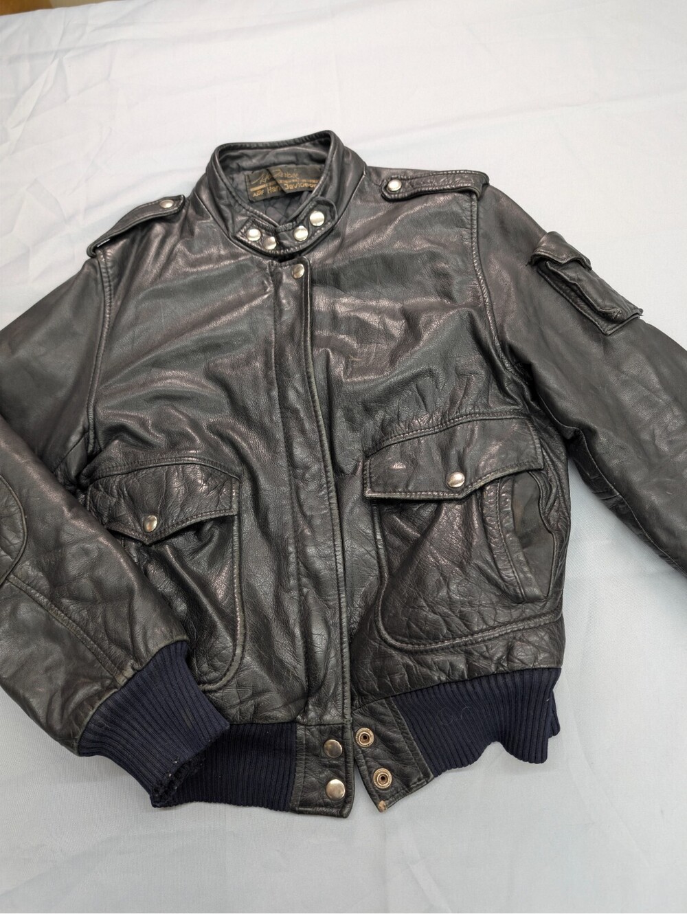 AMF Harley Davidson Vintage Leather Bomber Jacket Flight M